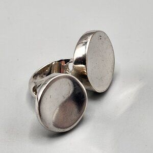 Italian Sterling Silver Moonscape Double Disk Ring Size 6 25 Grams 925 Mark